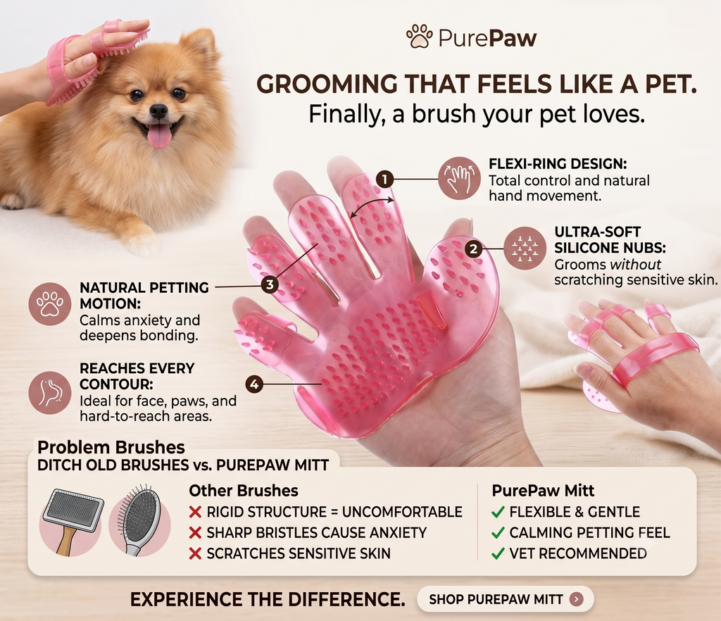 Rubber Pet Cleaning Massaging Grooming Glove Brush